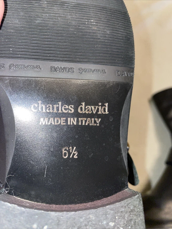 Botas Charles David Italia Cremallera Lateral Mujer Talla 6.5 M Cuero Negro Salir Foto 3 de 4