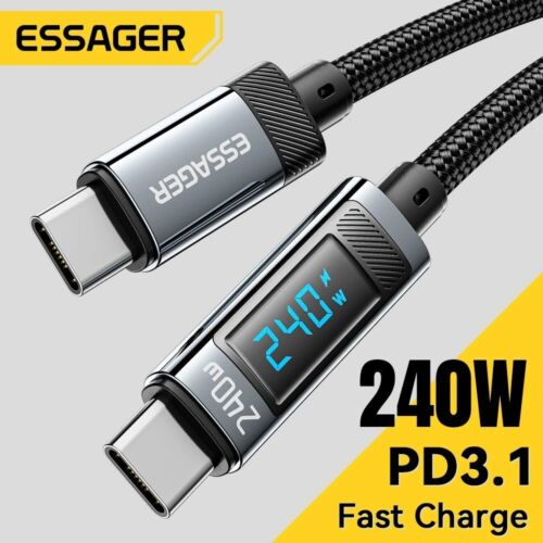 240W USB Type C To USB C 100W PD 3.1 Fast Charging Cable Charger Wire with LED