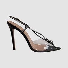$695 Sandalias Andrea Wazen Mujer Cuero Kay Negro Tacón Cristal Talla 41