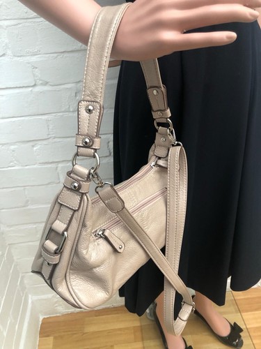 David Jones Handbag Detachable Long Crossbody Shoulder Strap Patent Beige - Picture 7 of 8