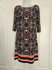 Vince Camuto Womens Dress Navy Blue Print  3/4 Sleeves size 4 Lined