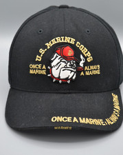 Black HAT/CAP Embroidered U.S. MARINE CORPS Once Marine Always A Marine Bulldog