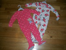 TWO NWT Carter's 1 Piece Fleece Blanket PJs Monkey, Floral 24 M Girls Footed
