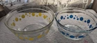 Anchor Hocking Dotted Glass Polka Dot Bowl 1qt Blue 1.5qt Yellow