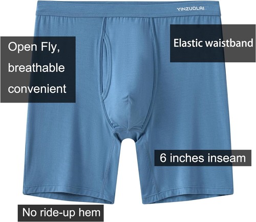 Mens Anti-Chafing Support Pouch Boxer Briefs with Flap for Balls Underwear M-3XL - Picture 17 of 37