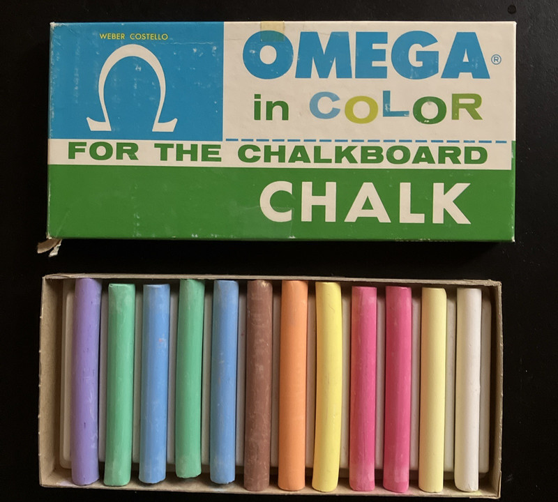 Vintage Omega In Color Weber Costello Chalkboard Chalk Full Box Multi unused