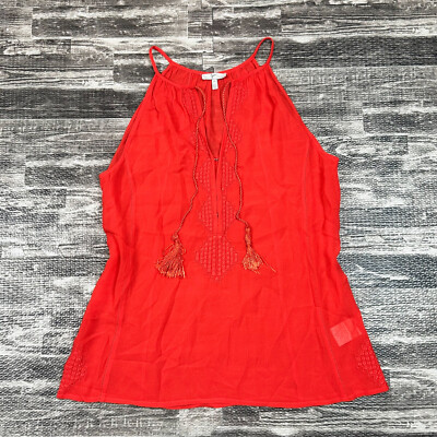 Joie Tank Top Womens sz XS 100% Silk Embroidered Sleeveless Tunic Tassle Blouse