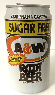 Vtg 1980s A&W Root Beer Sugar Free Soda Pop Can With Nutrasweet