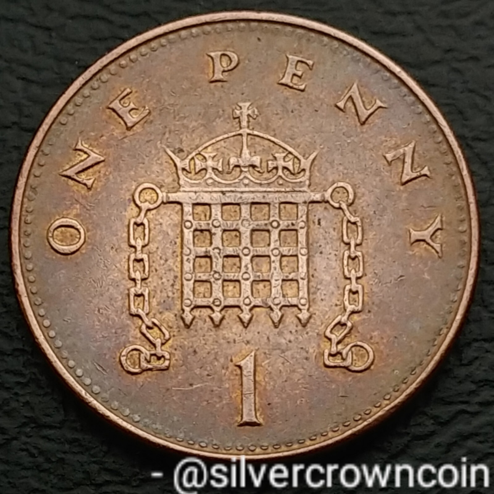 UK Great Britain 1 Penny 1997. KM#935a. One Cent coin. Elizabeth ll. Portcullis.