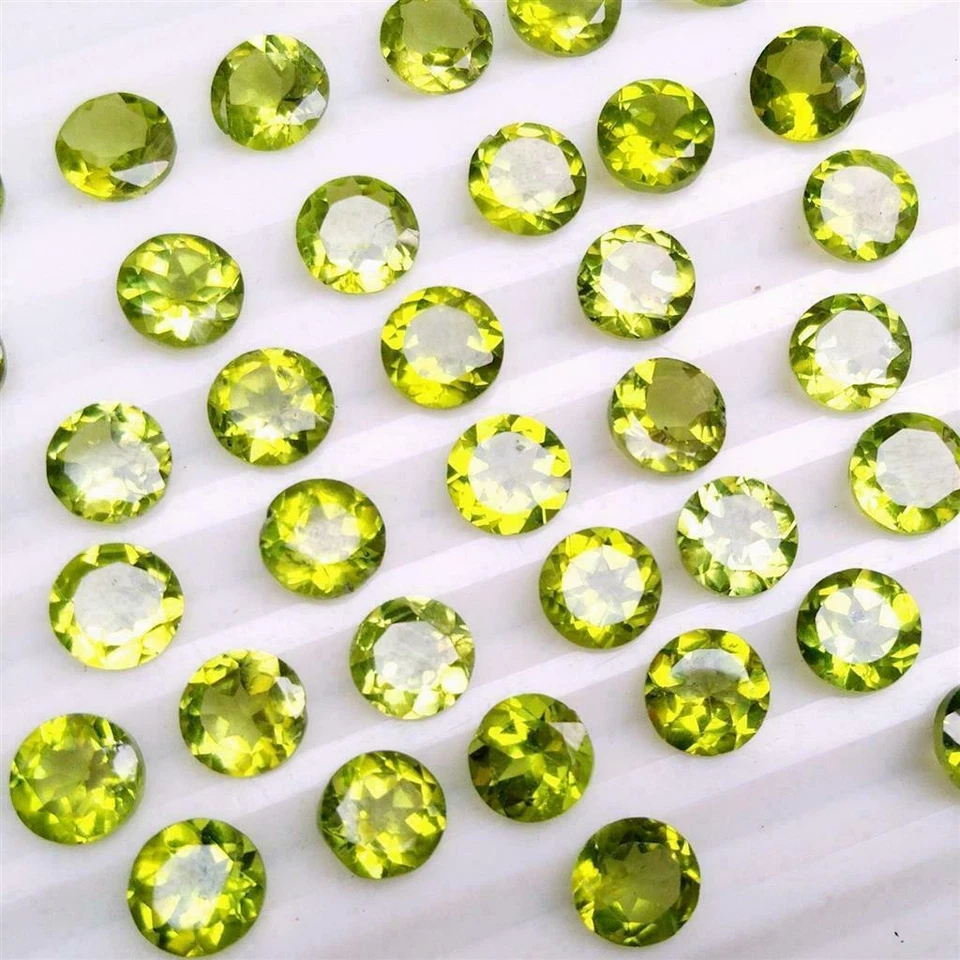 Großhandel Menge 6 mm Runde Facettenschliff Natürliche Peridot Lose Kalibrier... - Bild 3 von 4
