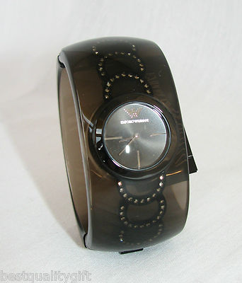 NEW EMPORIO ARMANI DONNA BLACK RESIN CRYSTALS BRACELET  display picture 3