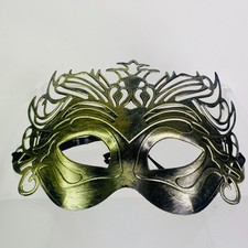 Dark Antique Gold Venetian Laser Cut Mardi Gras Masquerade Half Mask Crown
