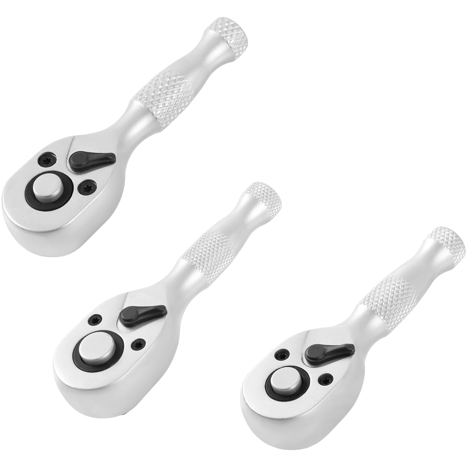 3x TECPO MINI REVERSIBLE RATCHET 1/4" 3/8" 1/2" FINE TOOTHED RATCHET 72 TOOTH RATCHET