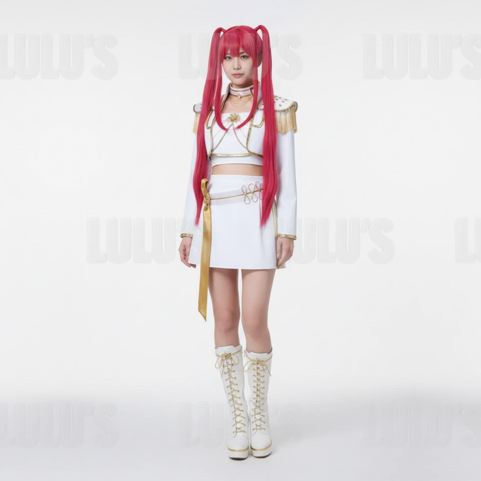 Disfraz de Cazadores de Demonios K-Pop Blanco y Dorado Rumi Zoey y Mira con Pelucas Foto 4 de 4