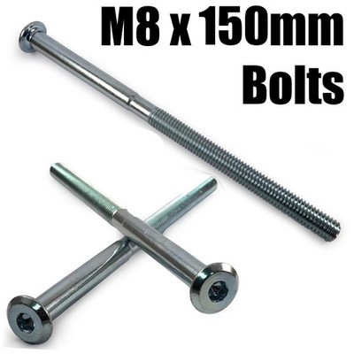 M8 x 150 mm GELENKBEFESTIGUNG MÖBELVERBINDER SCHRAUBEN EINHEIT BESCHLAG BETT KINDERBETT ETAGENSCHREIBTISCH