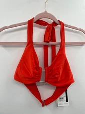 NWT Calia Odor Control Bikini Top Medium Fresh Red Halter Neck Summer Beach
