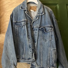 Vintage Gap Blue Denim Trucker Jean Jacket Made in USA Men's Size Large