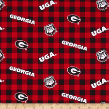 NCAA Georgia Bulldogs Buffalo Cotton, Fabric by the Yard