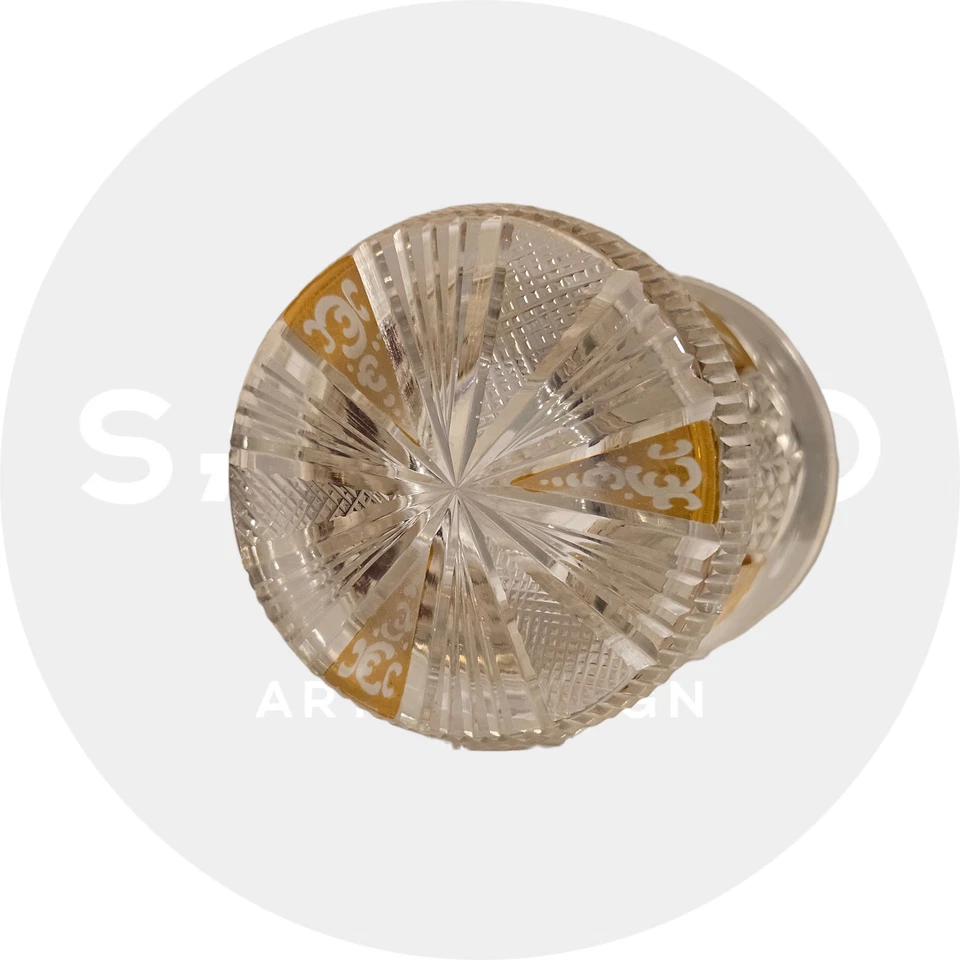 Gobelet en cristal de Bohême XIXe décor monuments taillé – vase ancien verre - Photo 2/4