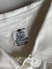 Tracht Country Bluse weiß Leinen Muster/Form s. Fotos Marke Amann Handarbeit 46
