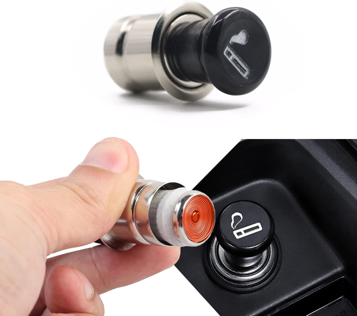 Car Cigarette Lighter, 12V Metal Plastic Construction Lighter Plug, Auto Replace