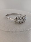 Vintage Signed 925 Sterling Silver Marquise Clear 5-Stone Prong Set Ring Size 8 — photo 3