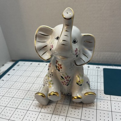 Formalities Floral Painted Elephant Figurine trimmed in 10 karat gold 