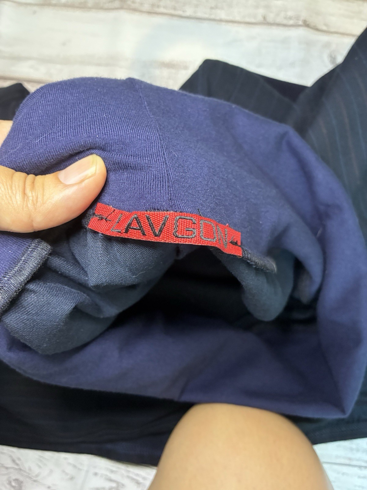 Lavgon Pinstriped Patchwork Lagenlook Wool Navy B… - image 9