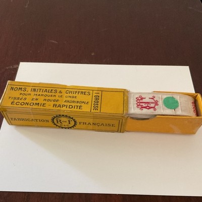 R de F C&C French Monogram Initials & Numbers Label Tape c.1940. Initials ET