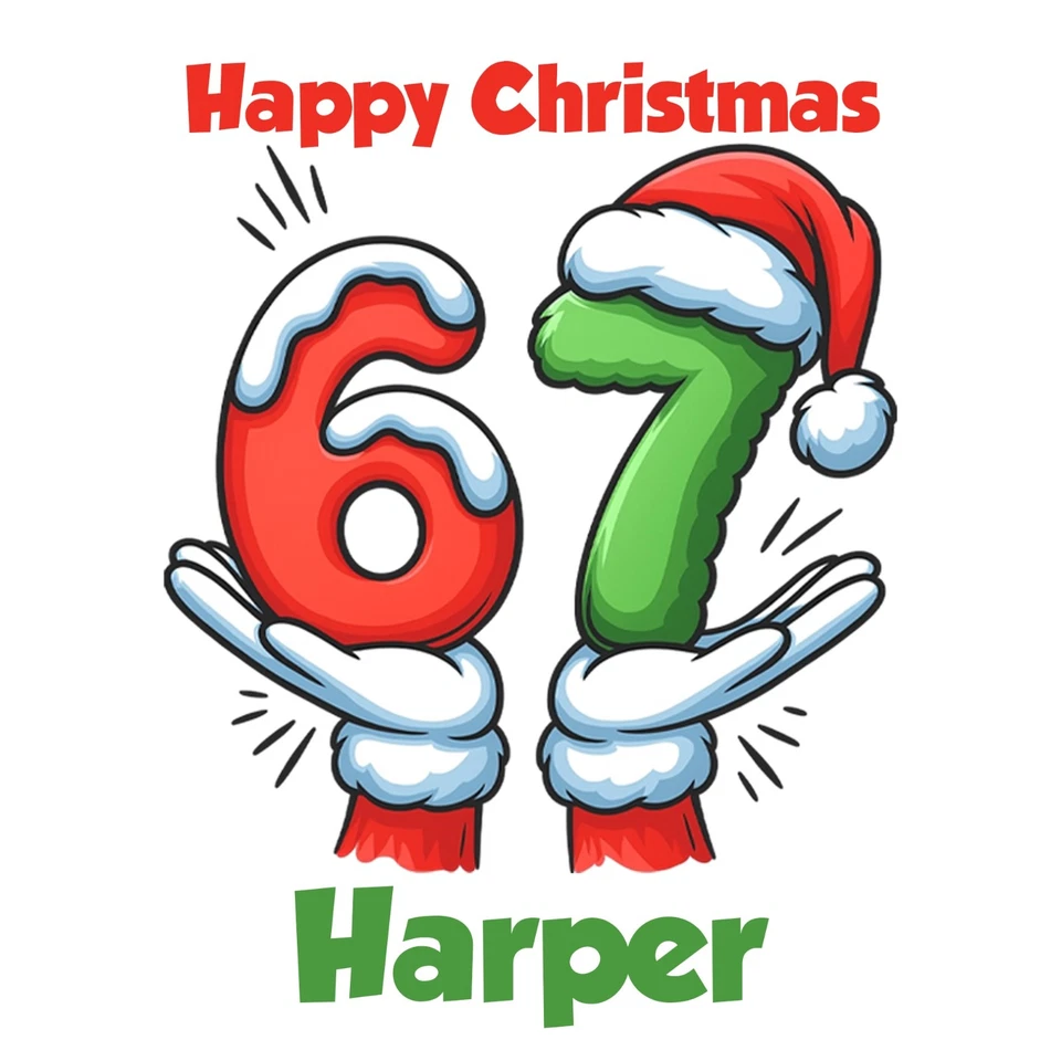 Personalised 67 Meme Christmas Wrapping Paper Roll – Any Name Gift Wrap - Image 4 of 4