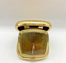 Westclox Gold 7 Jewels Mechanical Travel Alarm Clock In Gold Case