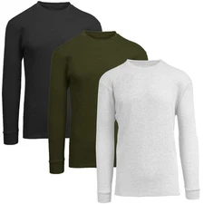 Men's 3-Pack Long Sleeve Thermal Shirts Soft Knit Ribbed Warm Classic ( S-2XL )