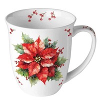 Tasse, Porzellantasse Festive Poinsettia 0,4L Ambiente | Weihnachtsstern