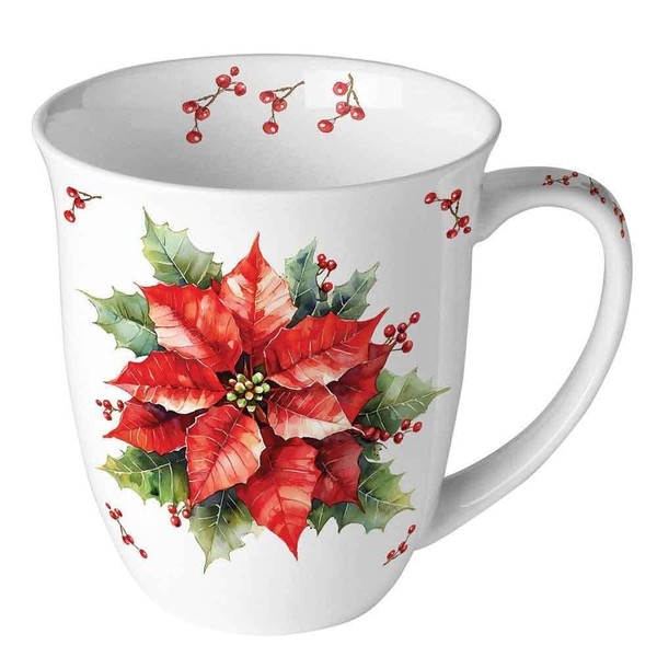 Tasse, Porzellantasse Festive Poinsettia 0,4L Ambiente | Weihnachtsstern-image