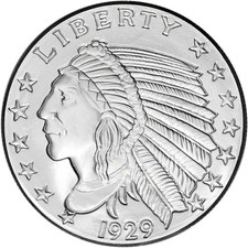 2 oz Golden State Mint Silver Round Incuse Indian .999 Fine 82.26 per troy oz