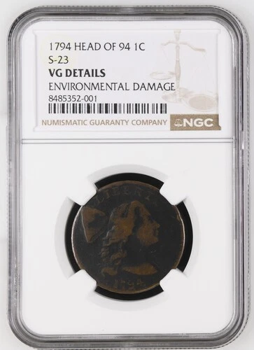 1794 Head Of 1794 Large Cent 1C S-23 Shattered Obverse VG Details NGC Copper
