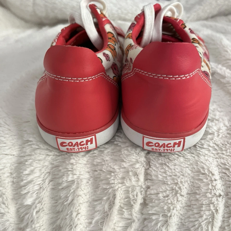Zapatillas COACH Poppy Barrett Win’s de Lona Cuero Floral Rosa/Naranja/Blanco 7.5B Foto 4 de 4