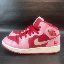 Nike Air Jordan 1 Mid Kids 4.5Y Valentines Day Heart Pink Red Basketball Shoes