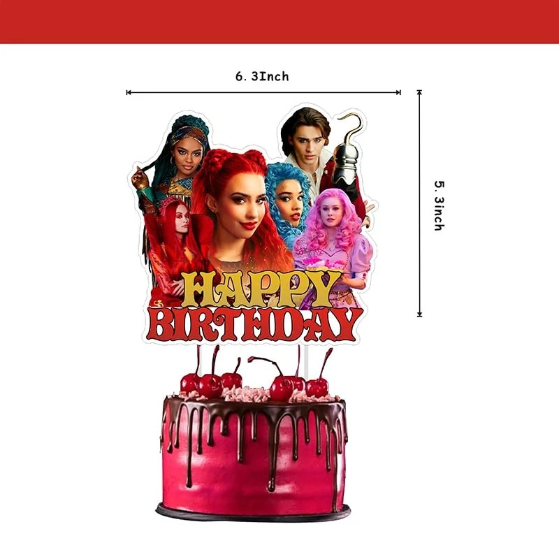 Descendientes Suministros de Fiesta Decoración de Cumpleaños Banner Pasteles y Cupcakes Toppers Foto 4 de 4