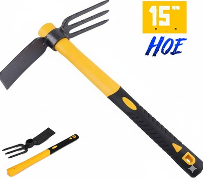 #ad #ad 3 Sprongs Hoe Garden Rake with 15quot; Non Slip Handle Tools for Digging $15.55