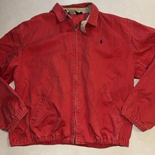 Vintage Polo Ralph Lauren Harrington Cotton Jacket Mens Large Faded Red