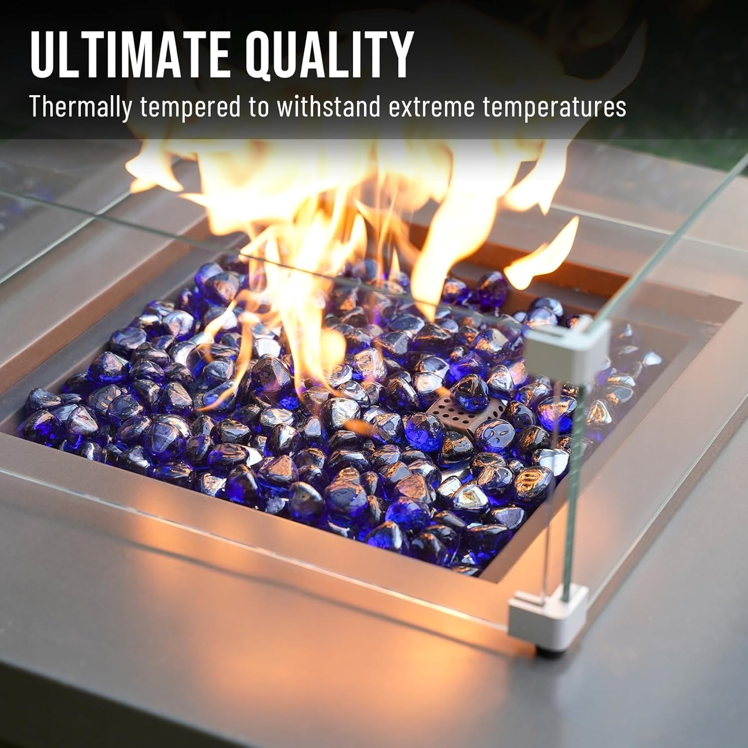 Skyflame 10-Pound Fire Glass Diamonds for Fire Pit Fireplace Landscaping, 1/2 In