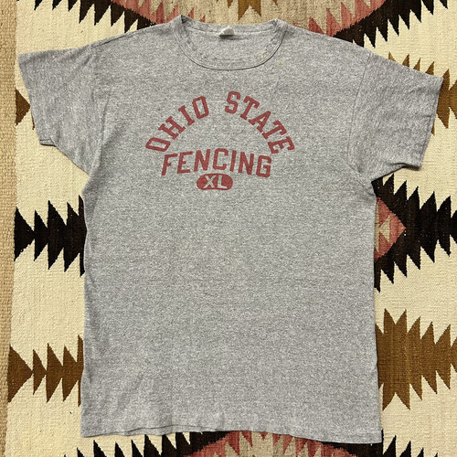 Vintage 1960s Champion Products Ohio State Fencing Cotton Tshirt Sz XL - Gray