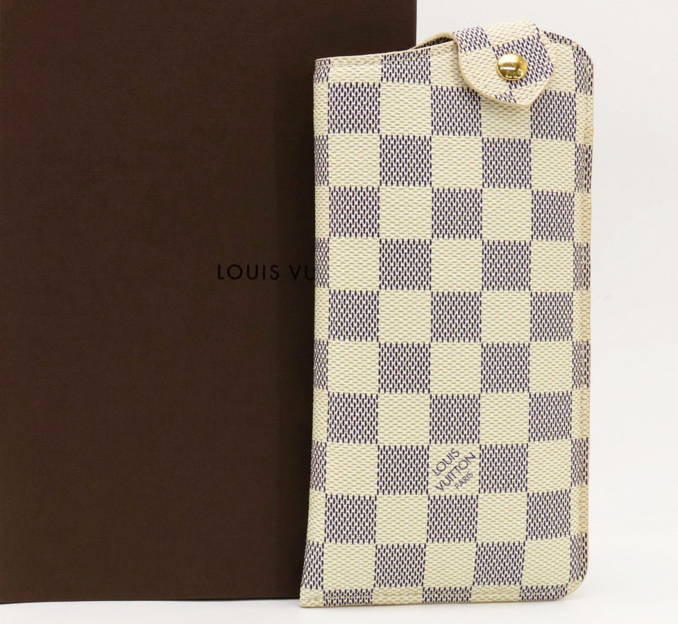 Unused Auth LOUIS VUITTON N60025 Damier Azur Etui A Lunettes MM Glasses Case LV