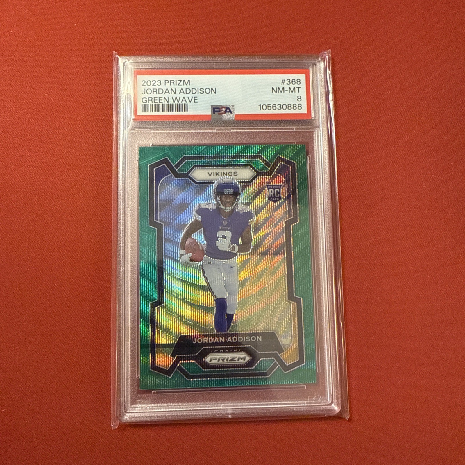 2023 Prizm green Wave Jordan Addison PSA 8 #368 Vikings
