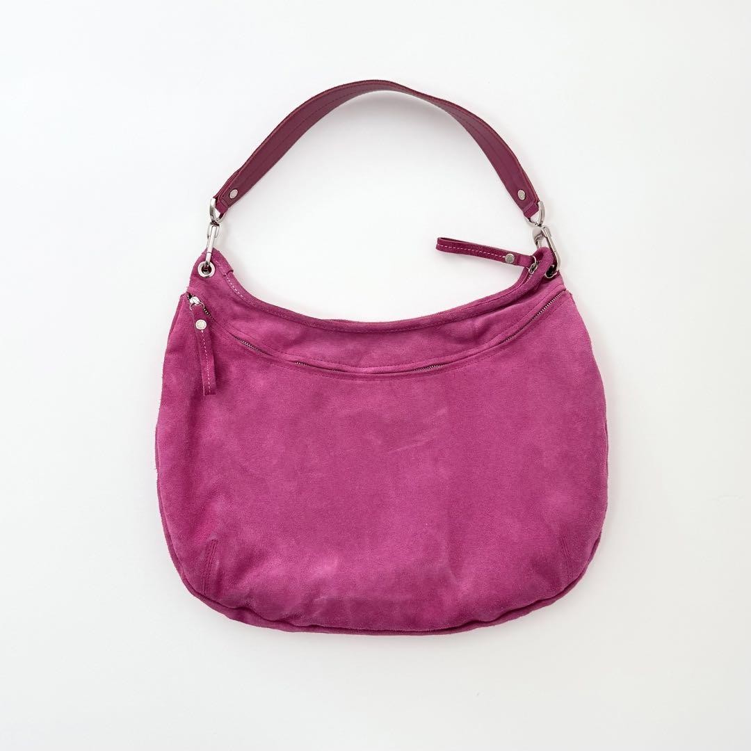 Longchamp Pink Suede Hobo Shoulder Bag 2005 28x40x3cm Used