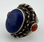 Lapis Ring Vintage 98.56% Silver Size 11.5 LARGE 25.9g
