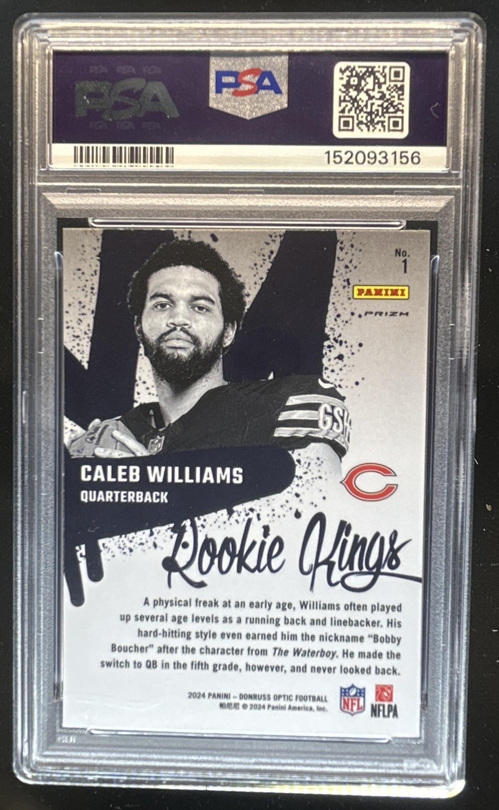 2024 Panini Donruss Optic Caleb Williams Kings RC #1 Bears PSA 9 Rookie view 2