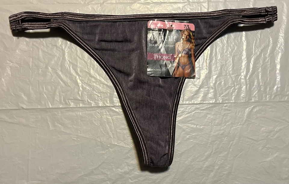 NWT Vassarette 18339 Satin double string thong panty panties 6 Med 7 Lg COLORS - Image 3 of 4