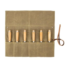 Chisel Roll,6 Pockets Roll Up Tool Pouch,Waxed Canvas Small khaki